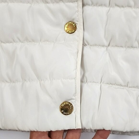 Michael Kors Women's Puffer Quilted Vest Off White Gold Size Medium - Picture 9 of 15